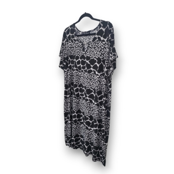 🌿Mlle Gabrielle Womens Black/White Animal Leopard Cheetah Print Dress 2x - Picture 4 of 9